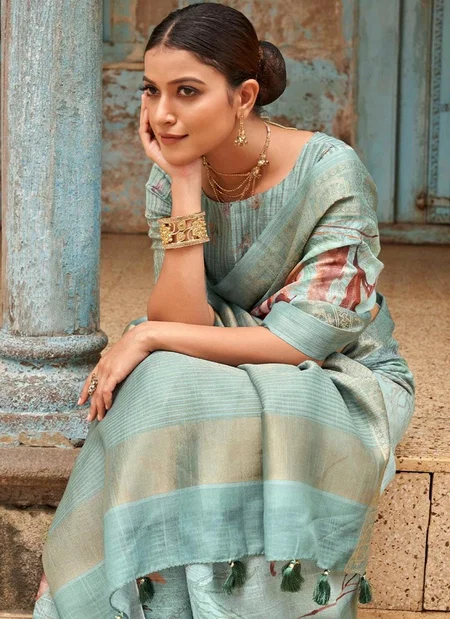 Chhap Vol 1 by Bhumi Pure Linen With Floral Digital Printed Saree Online Wholesale
